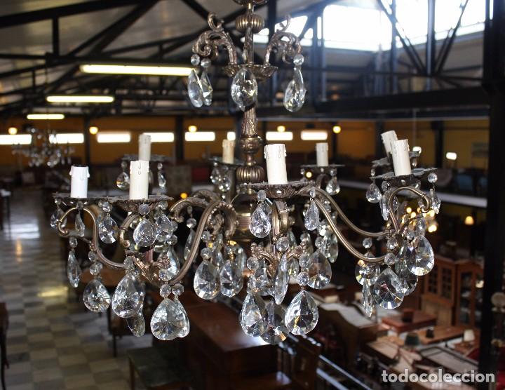 Antig&uuml;edades: Lampara: cristal, bronce, 8 brazos . Ref. 6031 - Foto 3