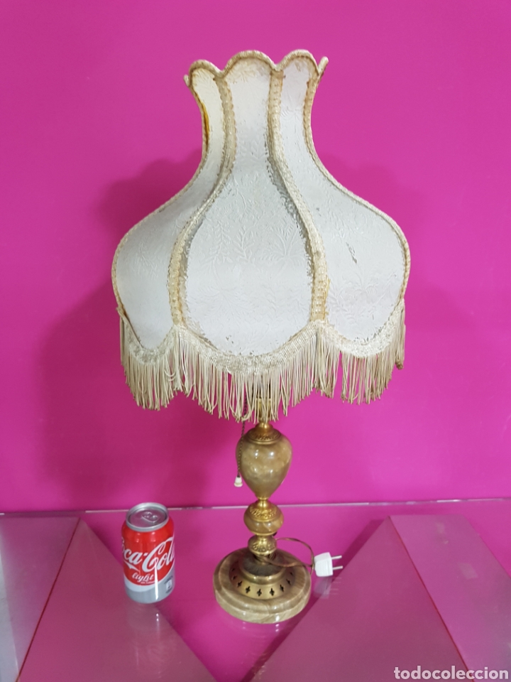 Antig&uuml;edades: L&aacute;mpara de lat&oacute;n y marmol - Foto 1