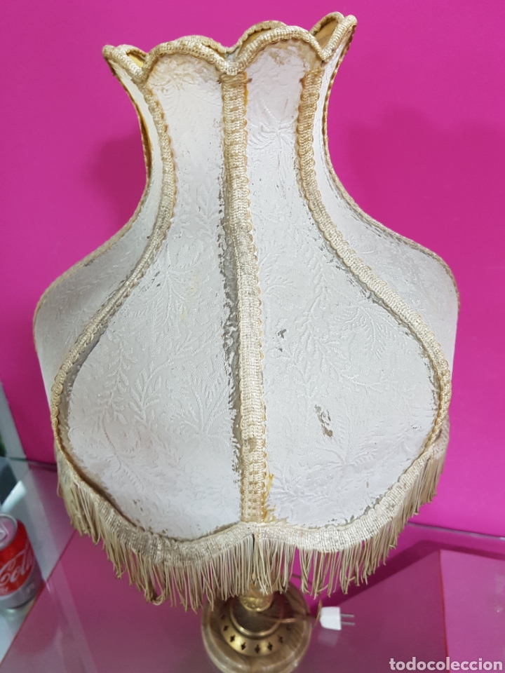Antig&uuml;edades: L&aacute;mpara de lat&oacute;n y marmol - Foto 3
