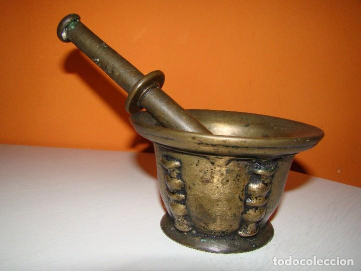 Antig&uuml;edades: Antiguo MORTERO - ALMIREZ de bronce - Foto 9