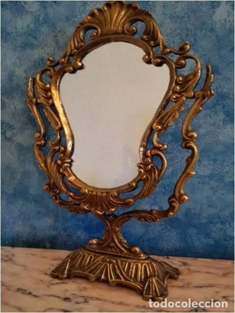 Antig&uuml;edades: ESPEJO SOBREMESA BRONCE PSICH&Eacute; - Foto 1