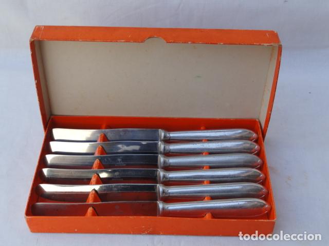 Antiguidades: LOTE DE 6 CUCHILLOS INOXIDABLES CON CAJA.