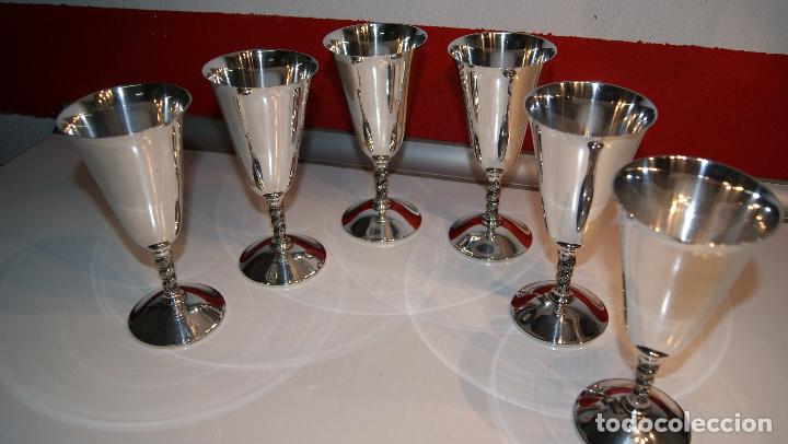 Antig&uuml;edades: Conjunto de 6 Copas en lat&oacute;n plateado. - Foto 11