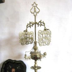 Antigüedades: 72 CM - GRAN LAMPARA DE ACEITE BRONCE - ESPECTACULAR