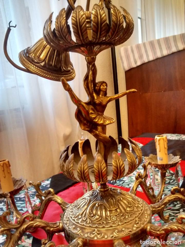 Antig&uuml;edades: Lampara de grandes dimensiones bronce y cristal - Foto 2