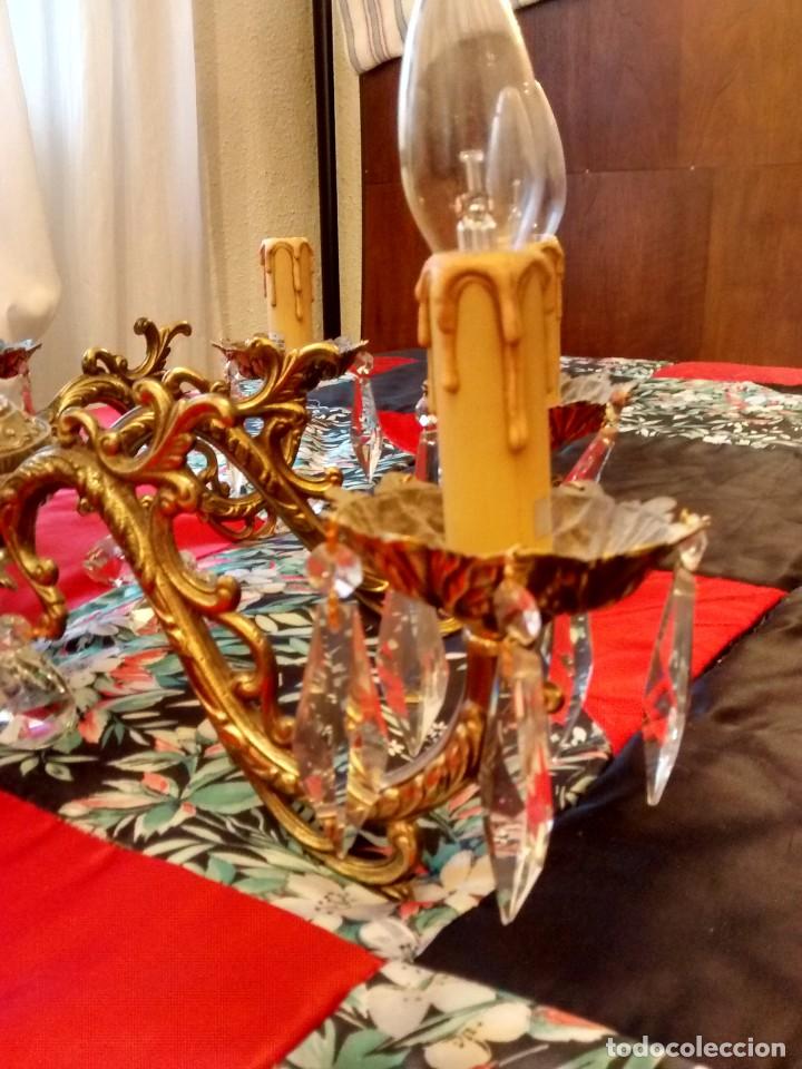 Antig&uuml;edades: Lampara de grandes dimensiones bronce y cristal - Foto 3
