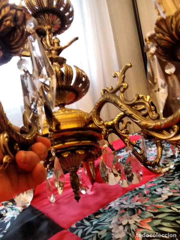 Antig&uuml;edades: Lampara de grandes dimensiones bronce y cristal - Foto 4