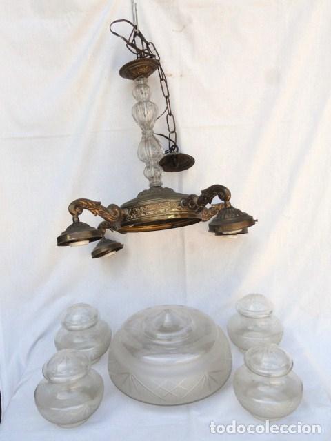 Antig&uuml;edades: L&Aacute;MPARA DE CRISTAL DESMONTADA 4 BRAZOS. - Foto 1