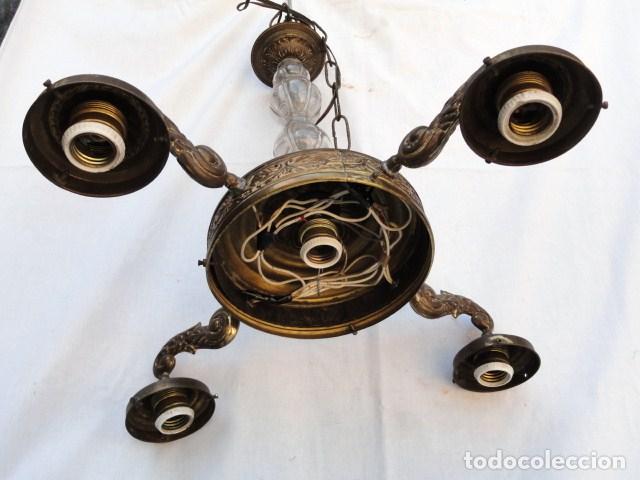 Antig&uuml;edades: L&Aacute;MPARA DE CRISTAL DESMONTADA 4 BRAZOS. - Foto 8