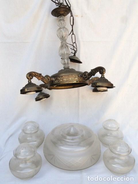 Antig&uuml;edades: L&Aacute;MPARA DE CRISTAL DESMONTADA 4 BRAZOS. - Foto 12