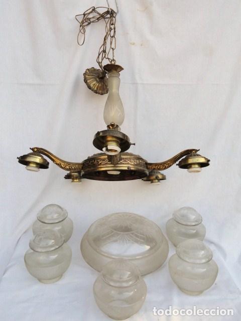 Antig&uuml;edades: L&Aacute;MPARA DE CRISTAL DESMONTADA 5 BRAZOS. - Foto 1