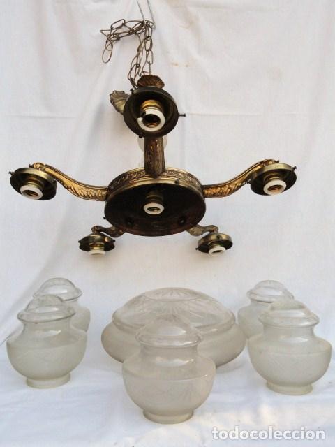 Antig&uuml;edades: L&Aacute;MPARA DE CRISTAL DESMONTADA 5 BRAZOS. - Foto 2