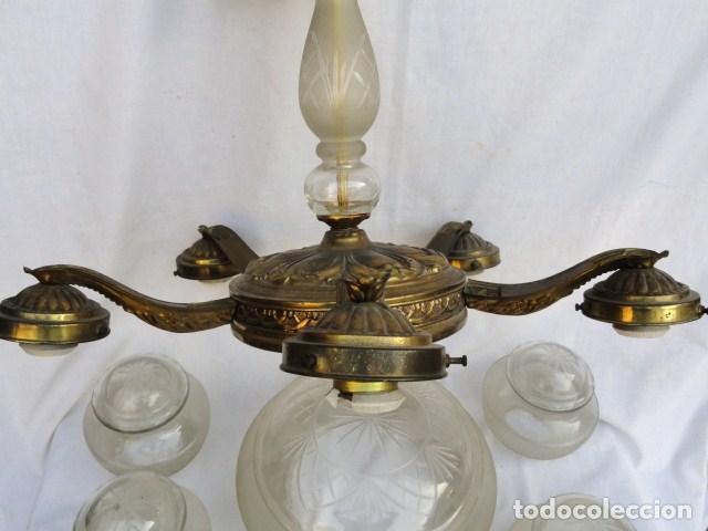 Antig&uuml;edades: L&Aacute;MPARA DE CRISTAL DESMONTADA 5 BRAZOS. - Foto 8