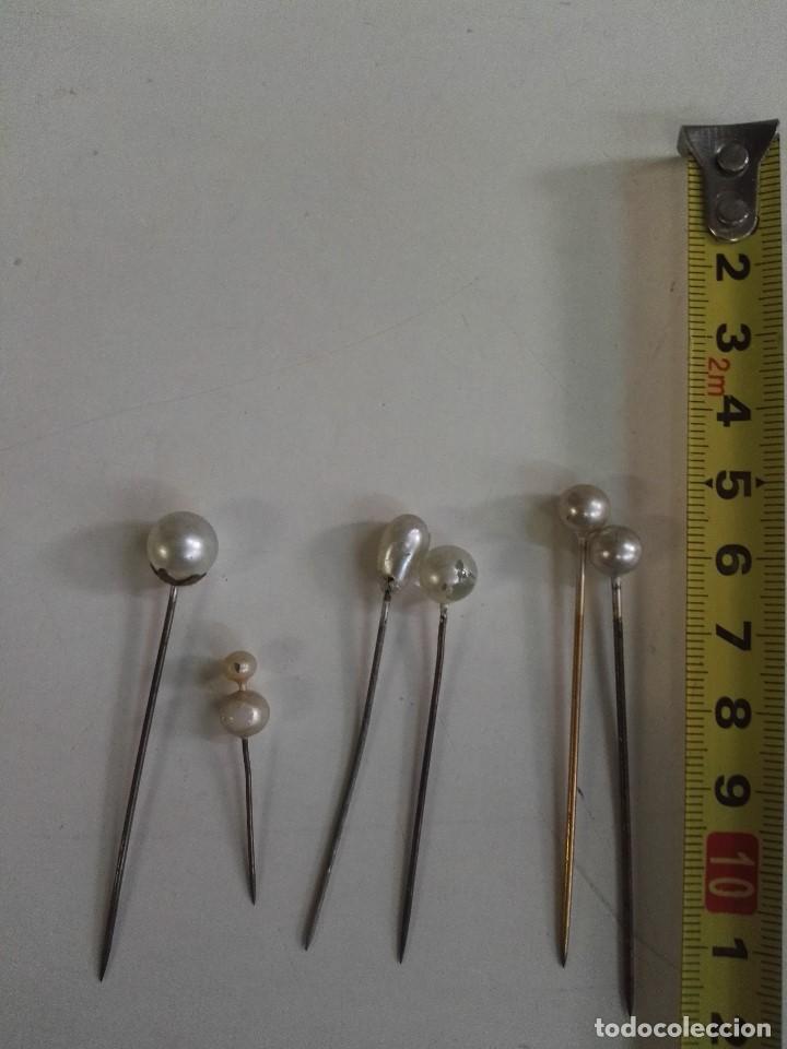 Antig&uuml;edades: 6 Agujas de corbata con perla en la parte superior. - Foto 1