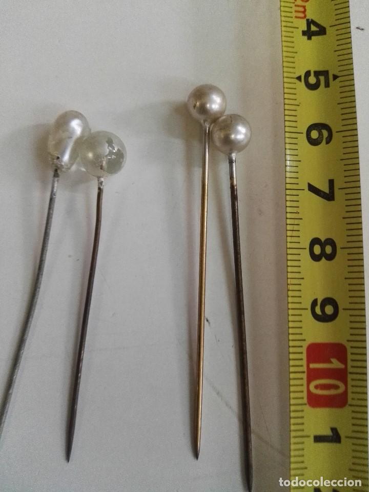Antig&uuml;edades: 6 Agujas de corbata con perla en la parte superior. - Foto 2