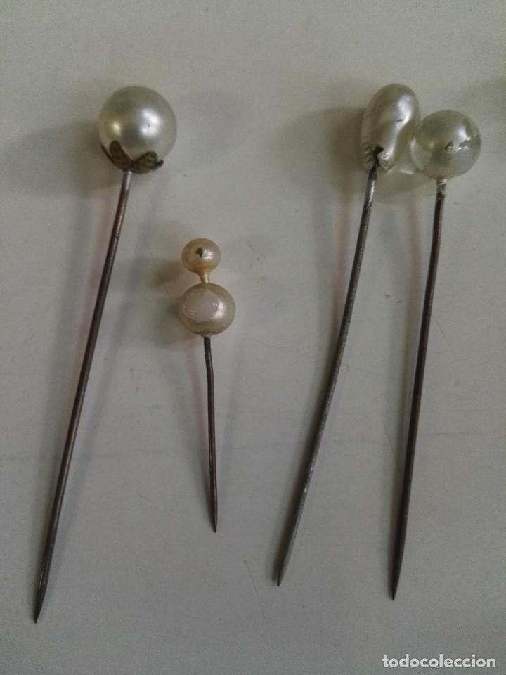 Antig&uuml;edades: 6 Agujas de corbata con perla en la parte superior. - Foto 3