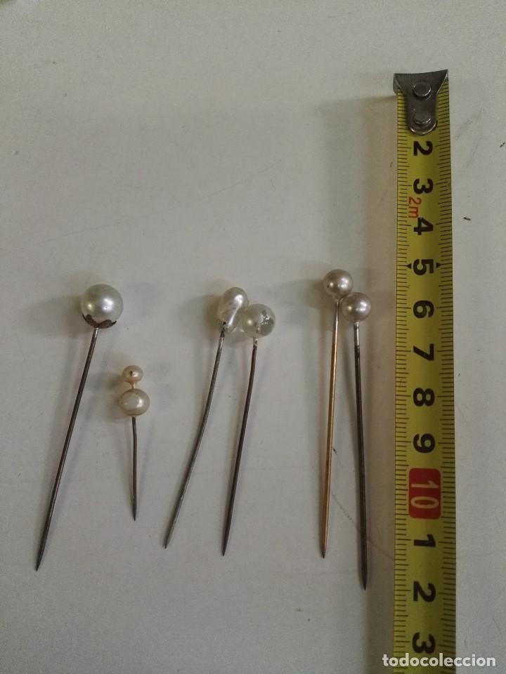 Antig&uuml;edades: 6 Agujas de corbata con perla en la parte superior. - Foto 4