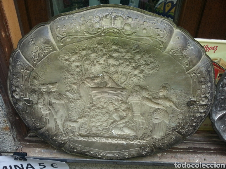 Antig&uuml;edades: Bandeja de cobre plateada - Foto 2