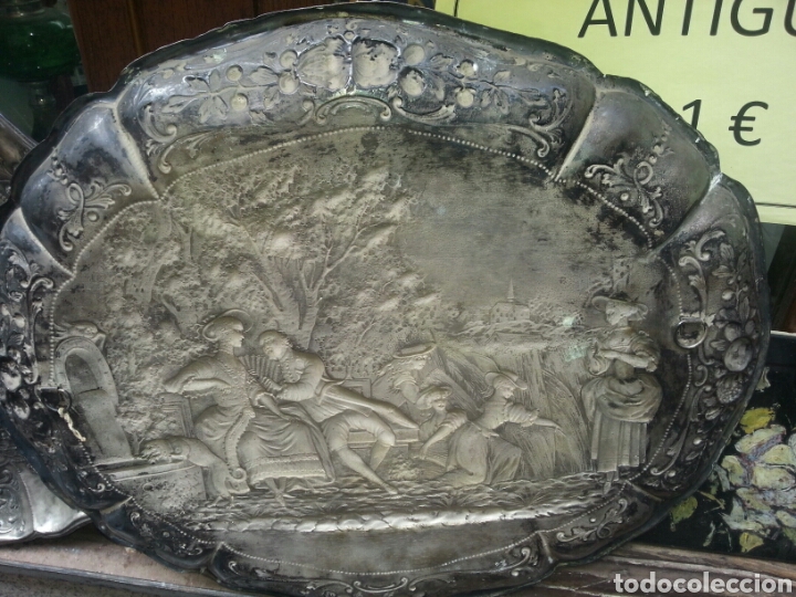 Antig&uuml;edades: Bandeja de cobre plateada - Foto 1