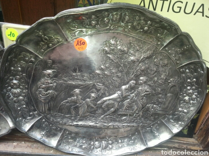 Antig&uuml;edades: Bandeja de cobre plateada - Foto 2