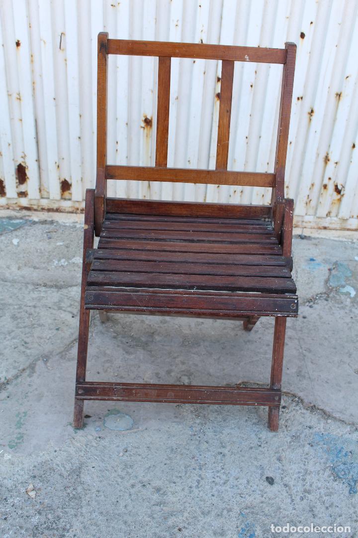 Antig&uuml;edades: silla plegable peque&ntilde;a en madera - Foto 5
