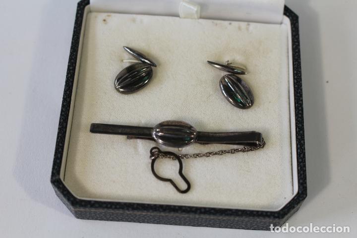 Antig&uuml;edades: gemelos seujetacorbatas en plata de ley - Foto 3