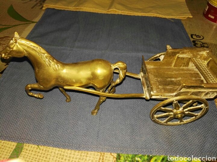 Antig&uuml;edades: Figura carroza con caballo bronce - Foto 1