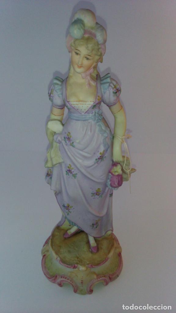 Antig&uuml;edades: FIGURA DE DAMA BISCUITE POLICROMADO - Foto 1