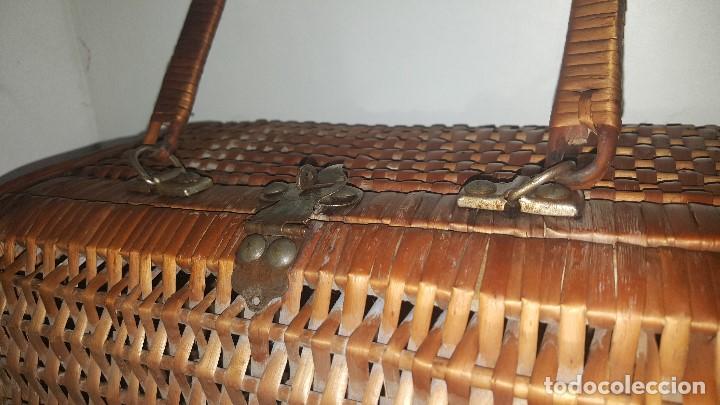 Antig&uuml;edades: ANTIGUO BOLSO MIMBRE - Foto 8