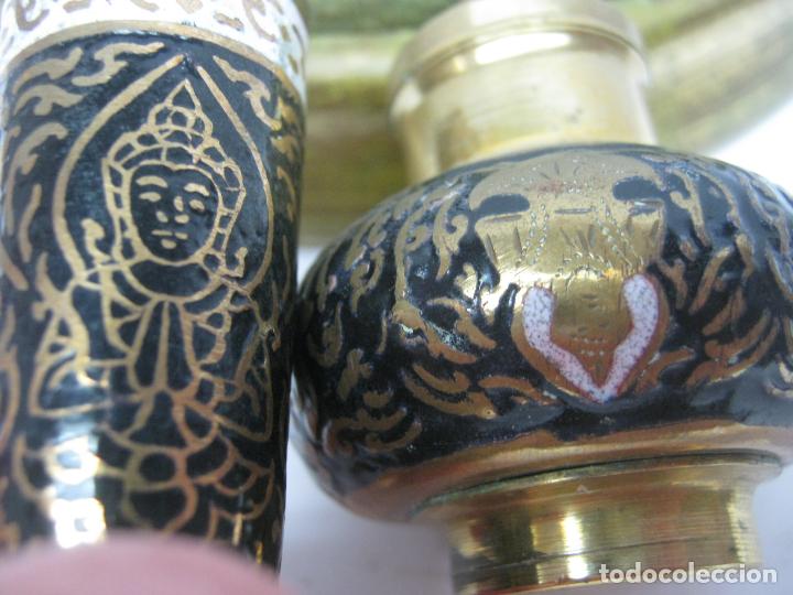 Antig&uuml;edades: Servicio de mesa Azofar champleve Esmalte azul y blanco - Foto 2