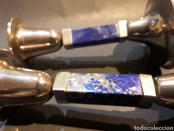 Antig&uuml;edades: Pareja de portavelas en lapislazuli - Foto 2