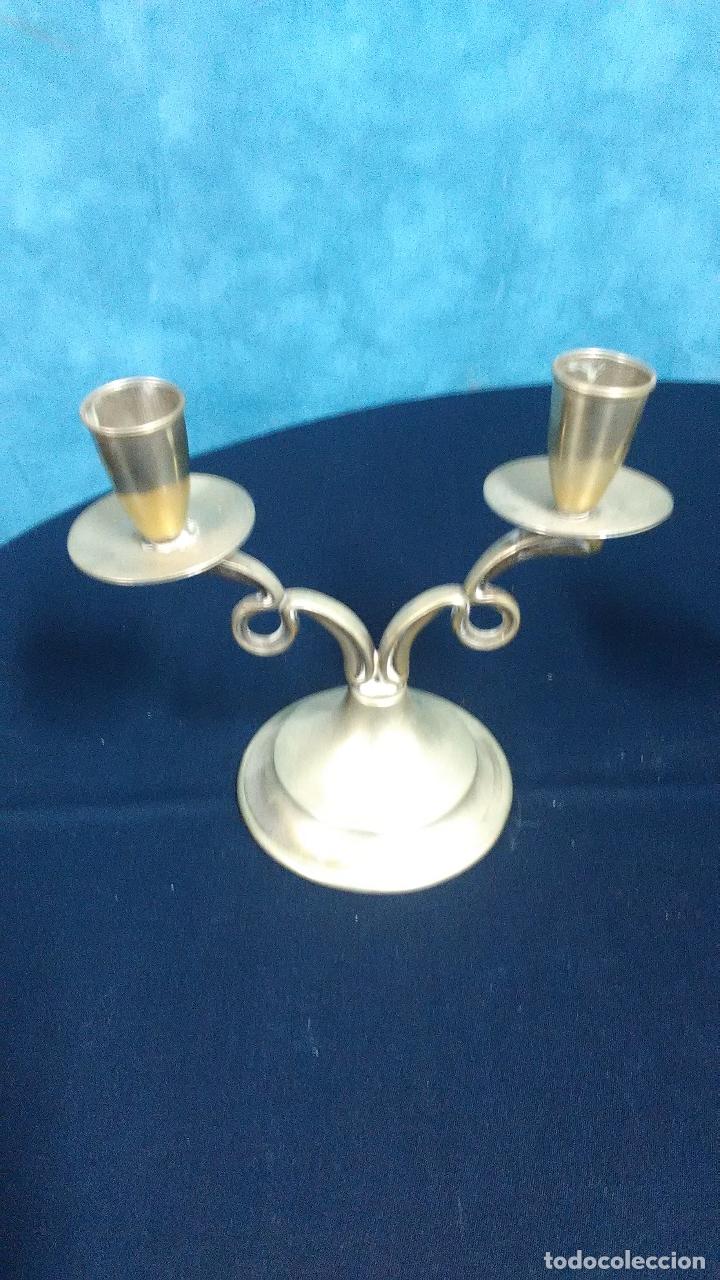 Antig&uuml;edades: PAREJA CANDELABROS ALPACA - Foto 2
