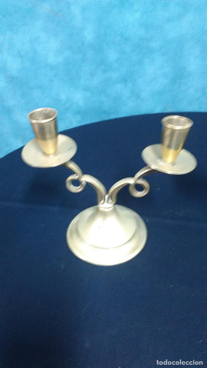 Antig&uuml;edades: PAREJA CANDELABROS ALPACA - Foto 4
