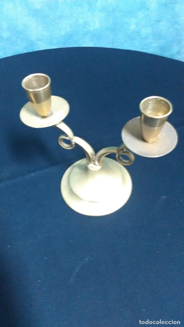 Antig&uuml;edades: PAREJA CANDELABROS ALPACA - Foto 5