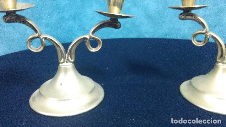 Antig&uuml;edades: PAREJA CANDELABROS ALPACA - Foto 6