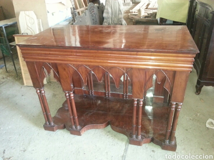 Antig&uuml;edades: Consola de caoba con espejos - Foto 1