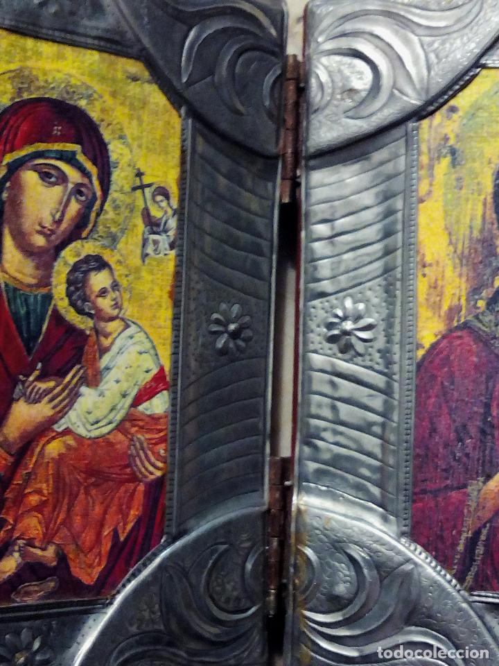 Antig&uuml;edades: D&Iacute;PTICO RELIGIOSO EN MADERA Y METAL - PLATA??? - Foto 5