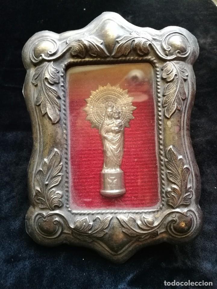 Antig&uuml;edades: Virgen del pilar relieve en marco plateado - Foto 1