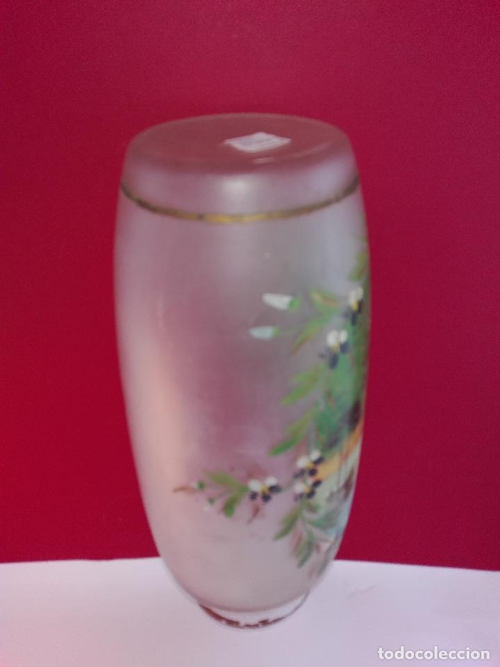 Antig&uuml;edades: JARRON DE CRISTAL PINTADO AL OLEO - Foto 3
