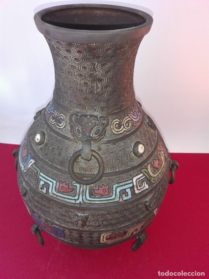 Antig&uuml;edades: JARRON ORIENTAL EN BRONCE ESMALTADO - Foto 2