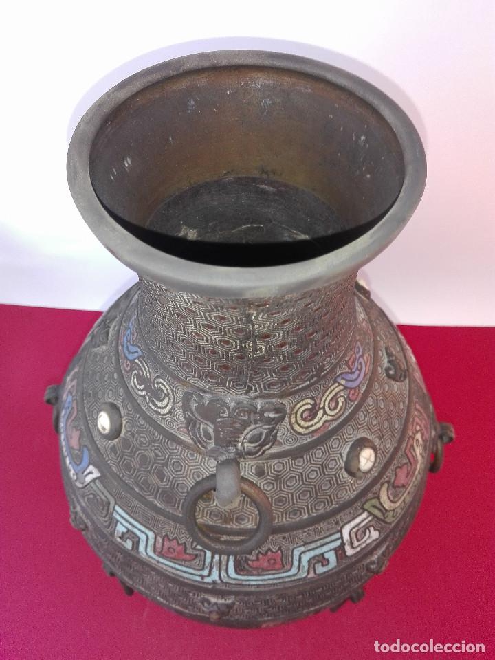 Antig&uuml;edades: JARRON ORIENTAL EN BRONCE ESMALTADO - Foto 3