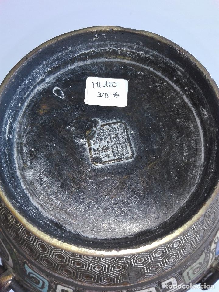 Antig&uuml;edades: JARRON ORIENTAL EN BRONCE ESMALTADO - Foto 4