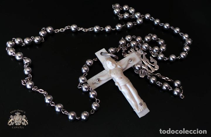 rosario de plata y marfil - la mide 5,2 x Comprar Rosarios Antiguos en todocoleccion - 293583118