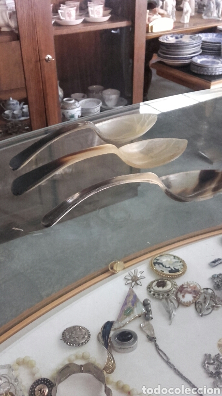 Antig&uuml;edades: Lote de 4 cucharas de asta - Foto 4