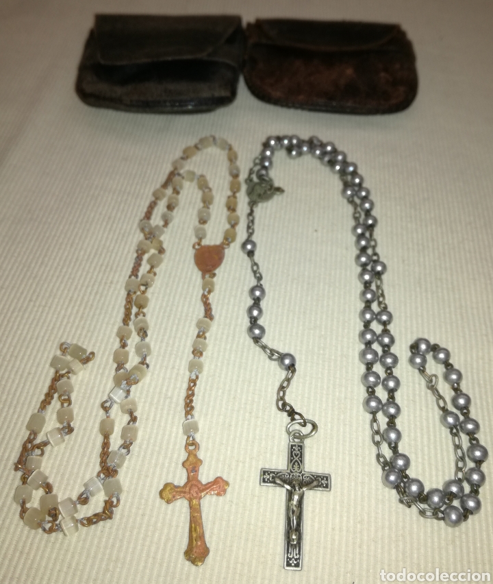 Antig&uuml;edades: Dos Antiguos Rosarios con Funda Original. - Foto 2