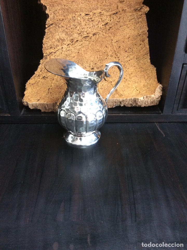 Antig&uuml;edades: Jarra de leche en alpaca antigua - Foto 1