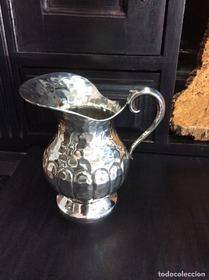 Antig&uuml;edades: Jarra de leche en alpaca antigua - Foto 2
