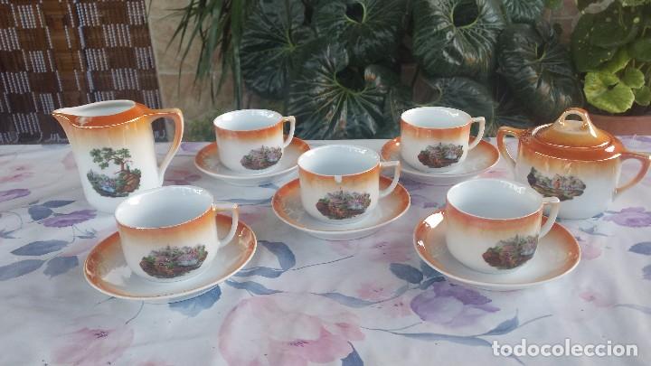 Antig&uuml;edades: antiguo juego de cafe, efectos anacarados. - Foto 1