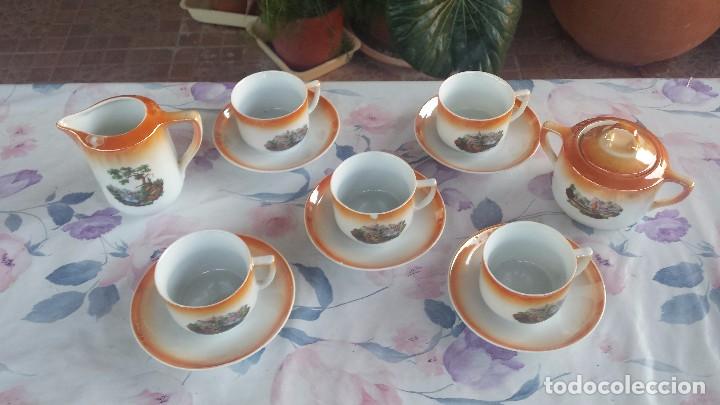 Antig&uuml;edades: antiguo juego de cafe, efectos anacarados. - Foto 2