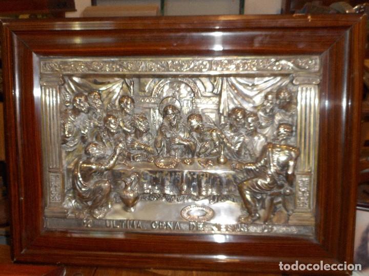 Antig&uuml;edades: Santa cena de metal en relieve - Foto 2